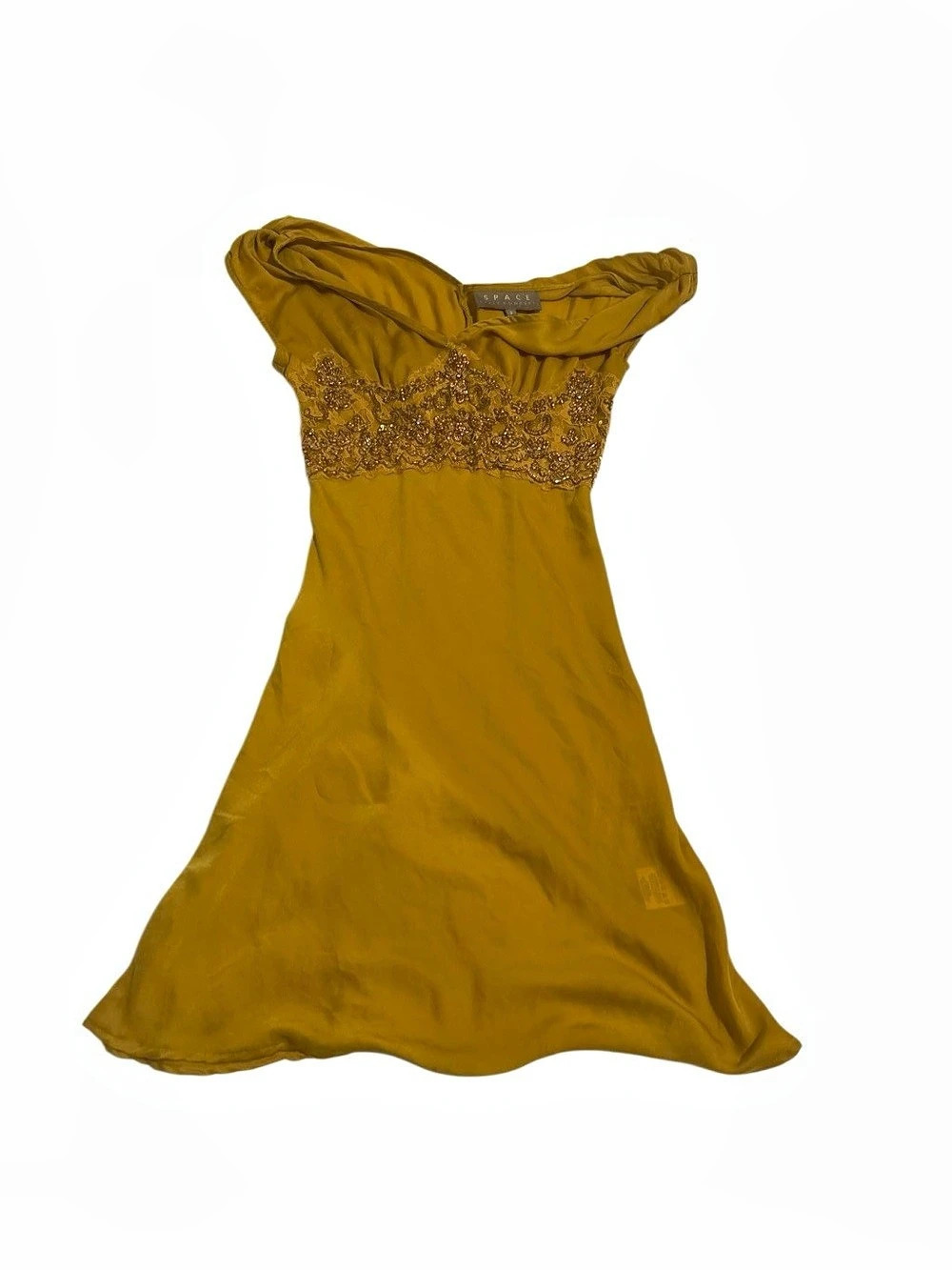 Space Style Concept Embellished Maxi Dress in Yellow Size Small made in Italy